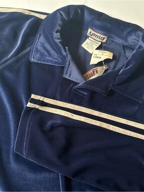 Vintage 90s Y2K YMLA Velvet Long Sleeve Shirt Disco Rave Men’s Large Blue NWT